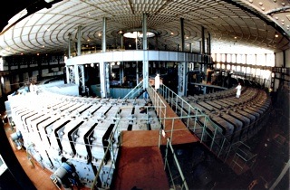 The synchrophasotron: a particle accelerator used to create superheavy nuclei at the Joint Institute for Nuclear Research in Russia. The synchrophasotron: a particle accelerator used to create superheavy nuclei at the Joint Institute for Nuclear Research in Russia.